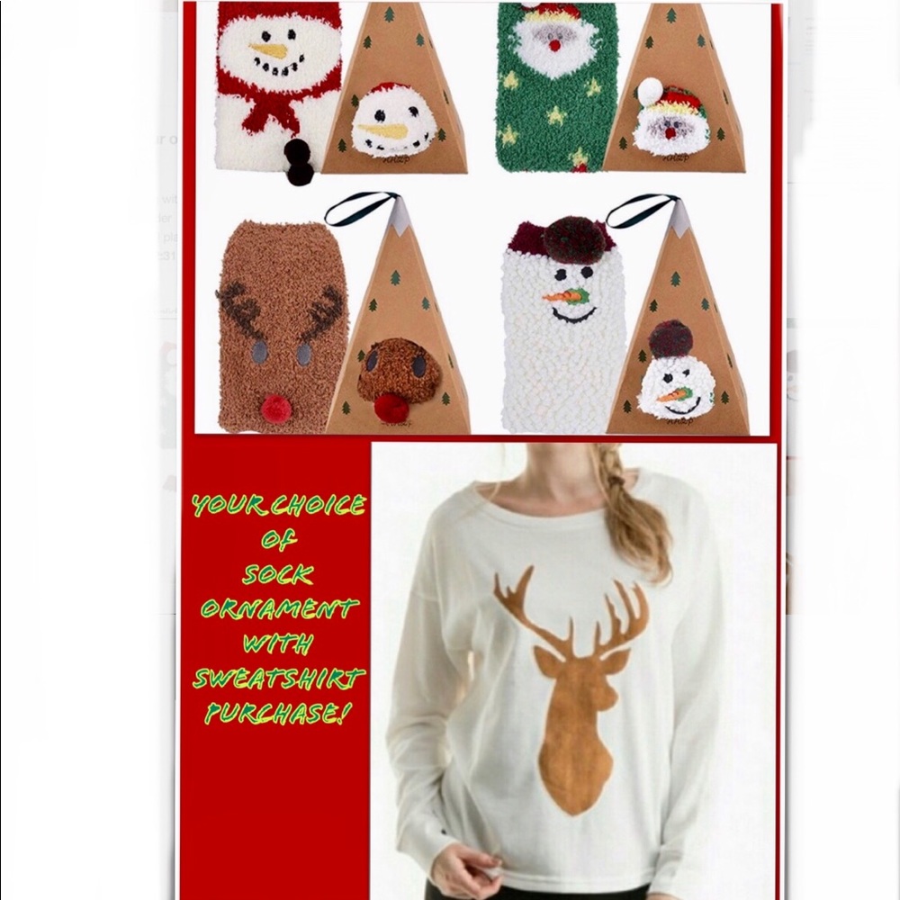 Socks & Suede Deer Front Sweatshirt Bundle 🌲⛄️❄️